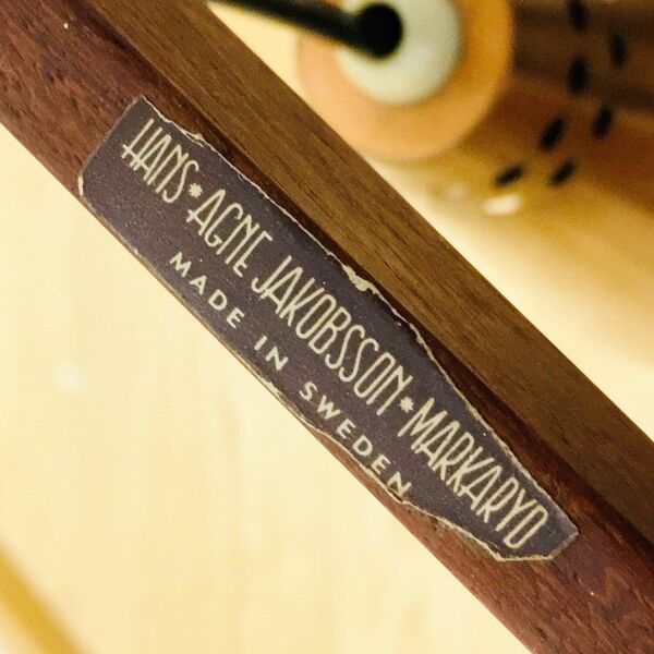 Suspension scandinave en cuivre et teck, style milieu du XXe siècle, par Hans-Agne Jakobsson, années 1950