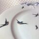 Cake plate decorated blue swallows