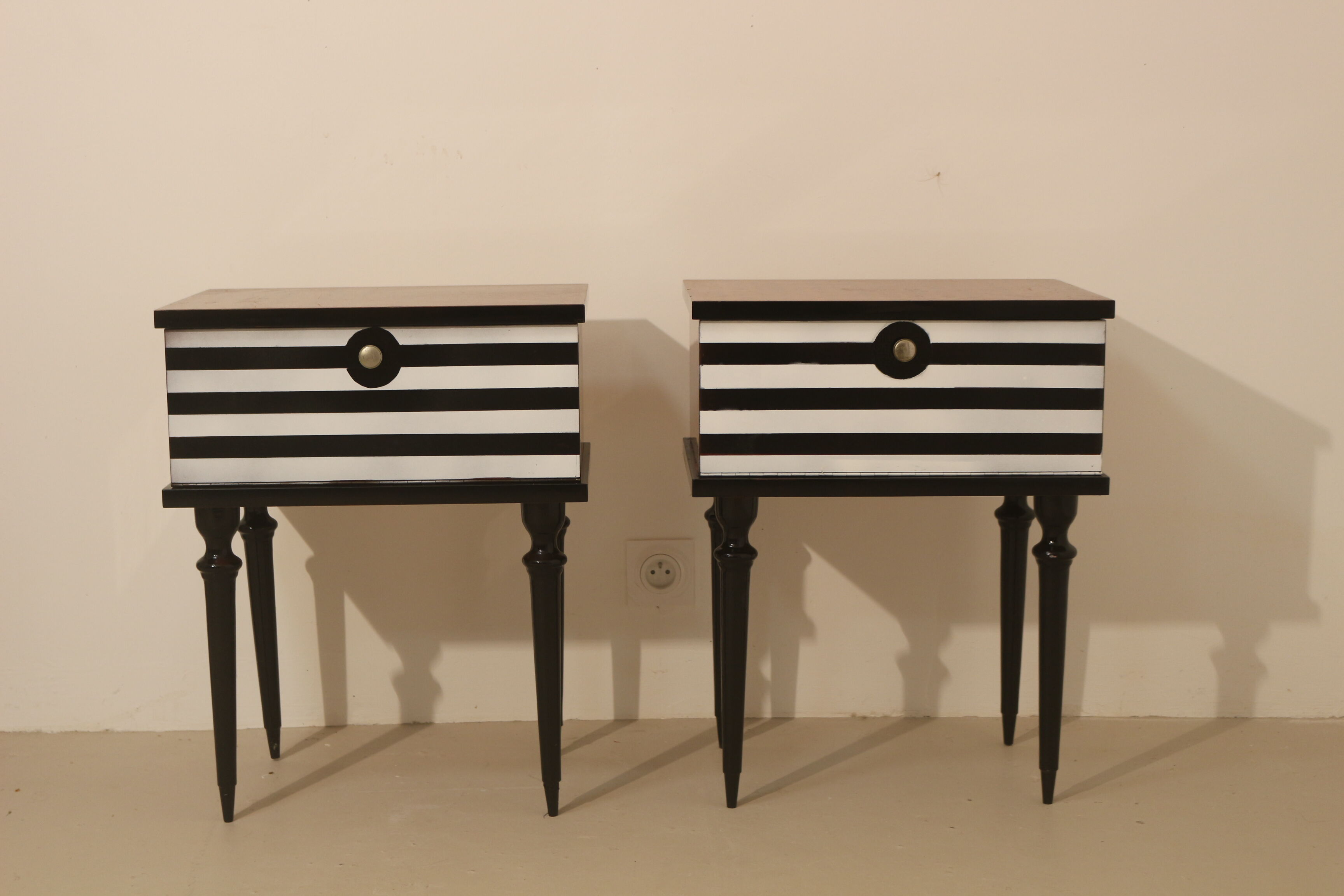 Pair of bedside table restyled swing door year 60