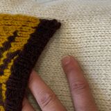 Pair of vintage retro wool knitted cushions