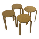 Ensemble de 4 tabourets Ikea Frosta - tabourets vintage dans le style Aalto pour Artek.