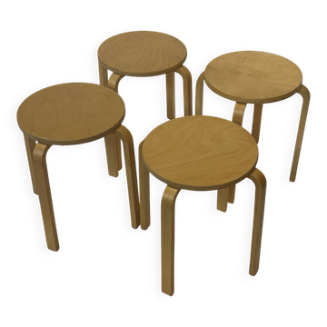 Ensemble de 4 tabourets Ikea Frosta - tabourets vintage dans le style Aalto pour Artek.
