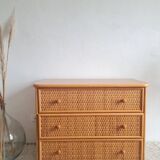 Vintage rattan chest of drawers