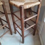 Pair of vintage straw bar stools
