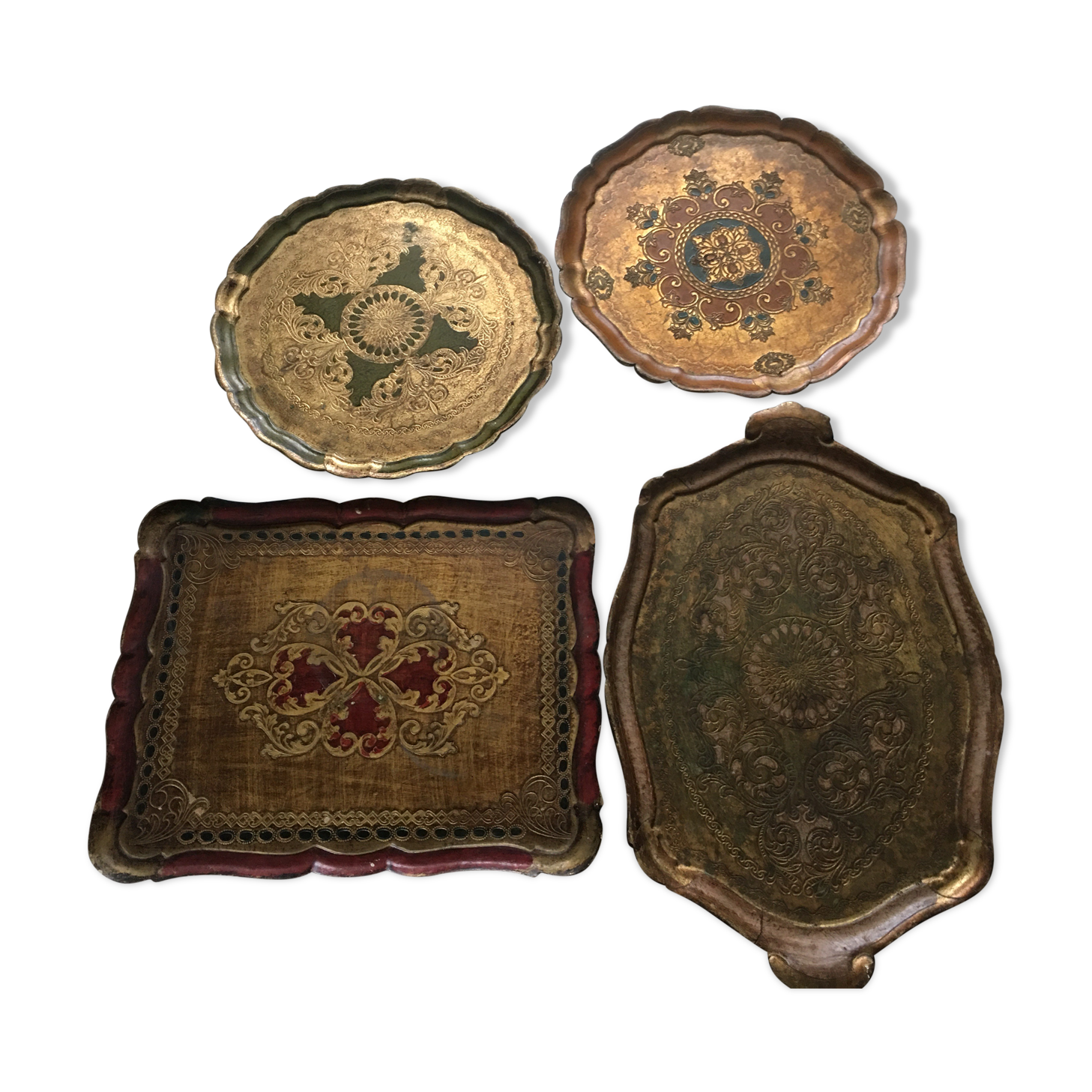 Lot de 4 plateaux florentins