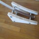 Lampadaire arc Guzzini alu chrome travertin