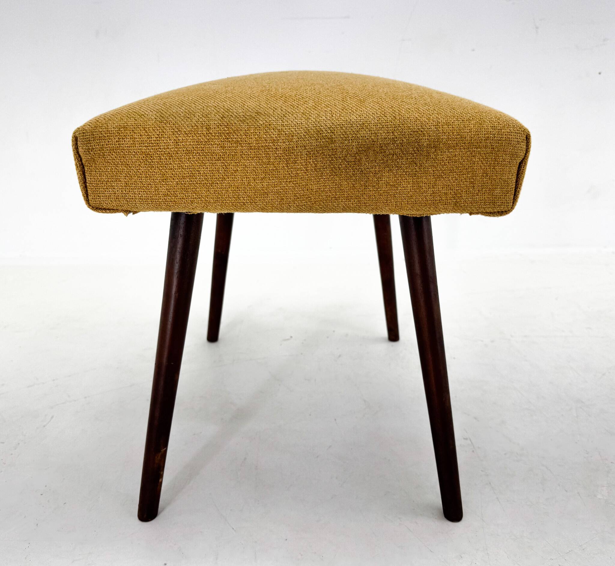 Mid-Century Stool with New Upholstery, Czechoslovakia, 1970's