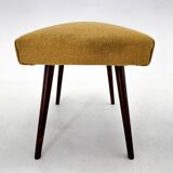 Mid-Century Stool with New Upholstery, Czechoslovakia, 1970's