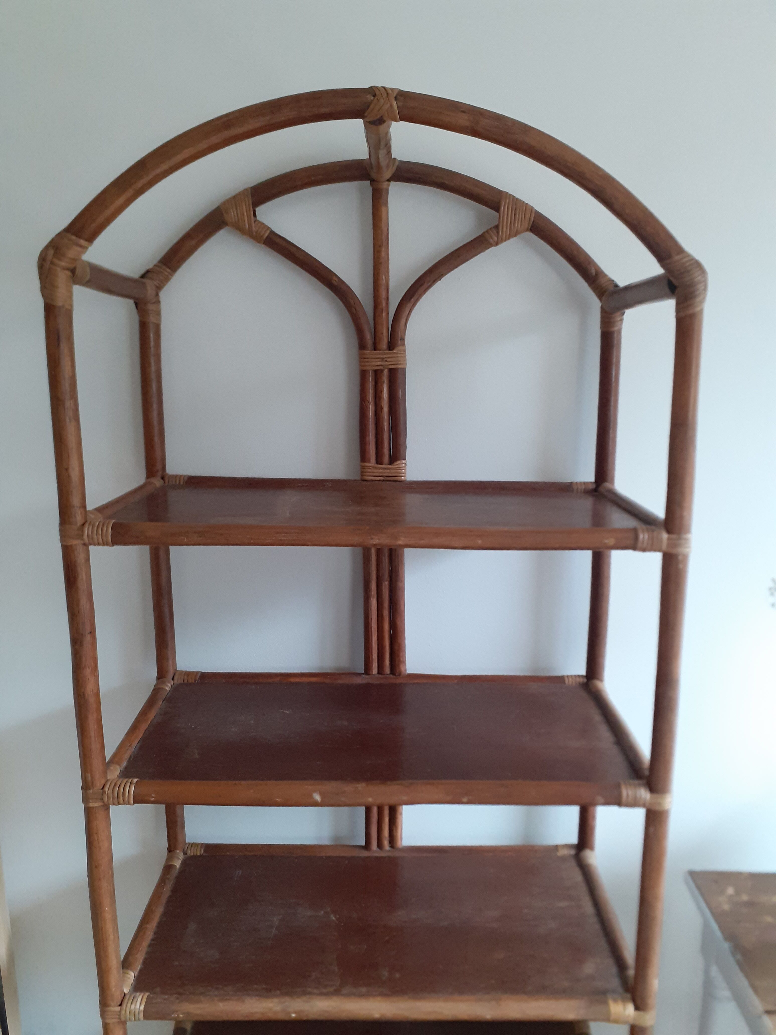 Rotin and wood library shelf