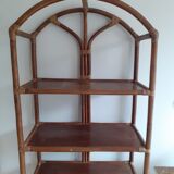 Rotin and wood library shelf