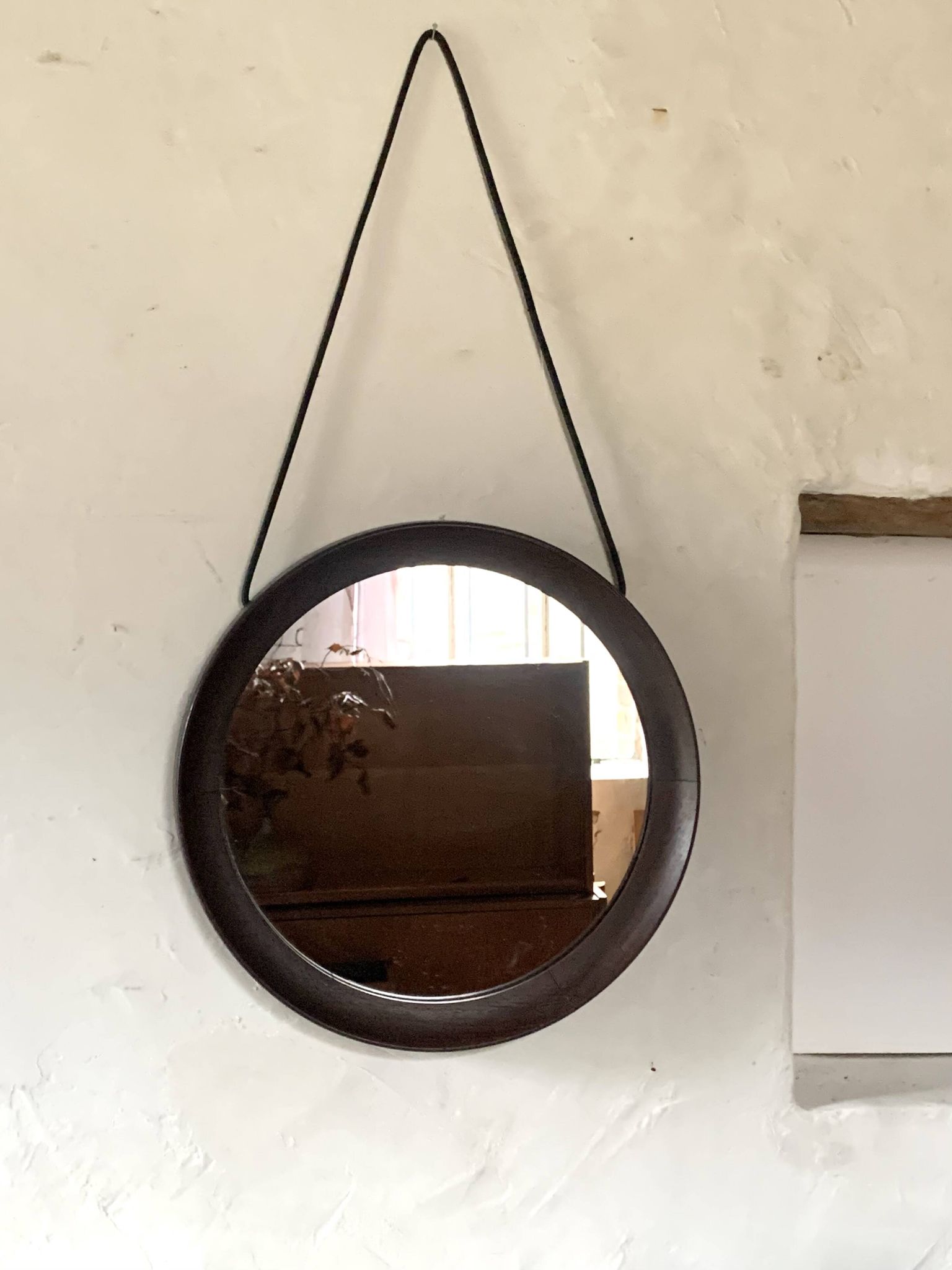 Vintage Scandinavian round wall mirror