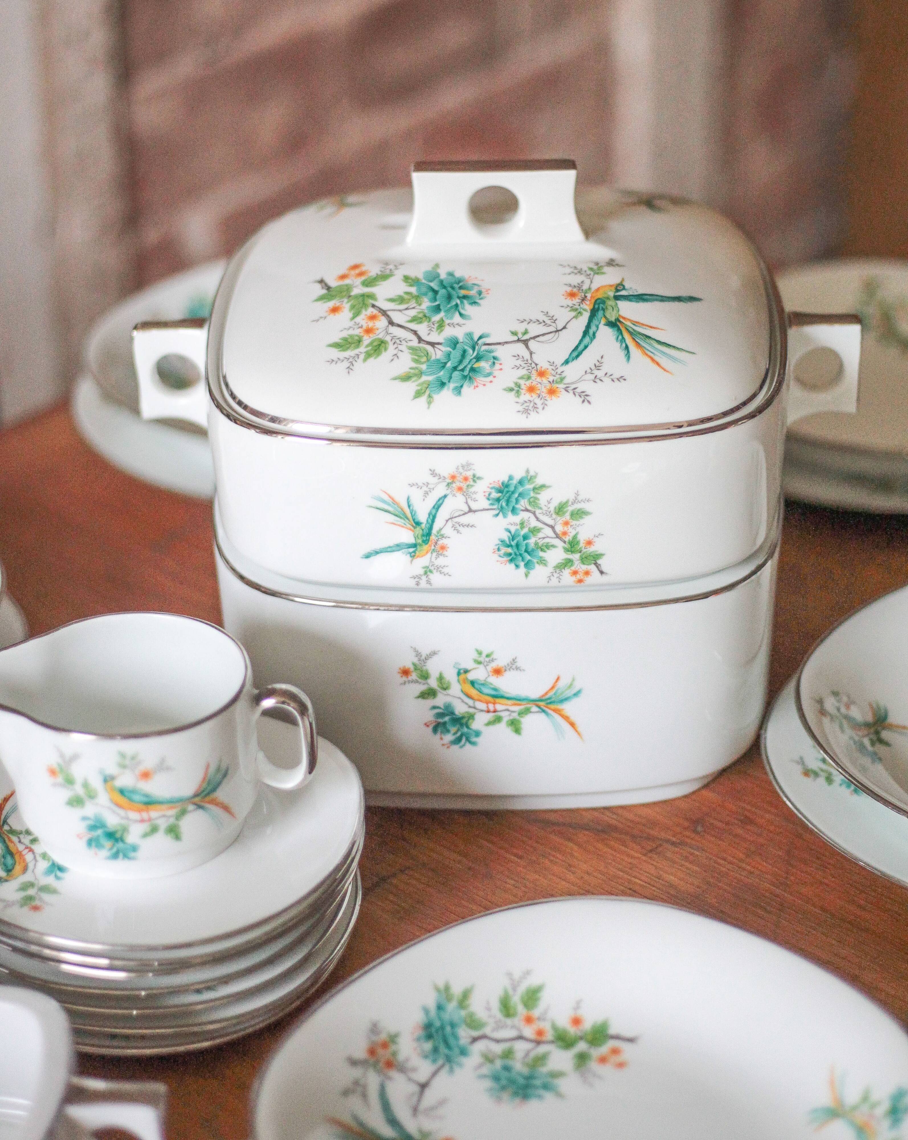 Limoges porcelain table service J.R.S Paradise bird, decor