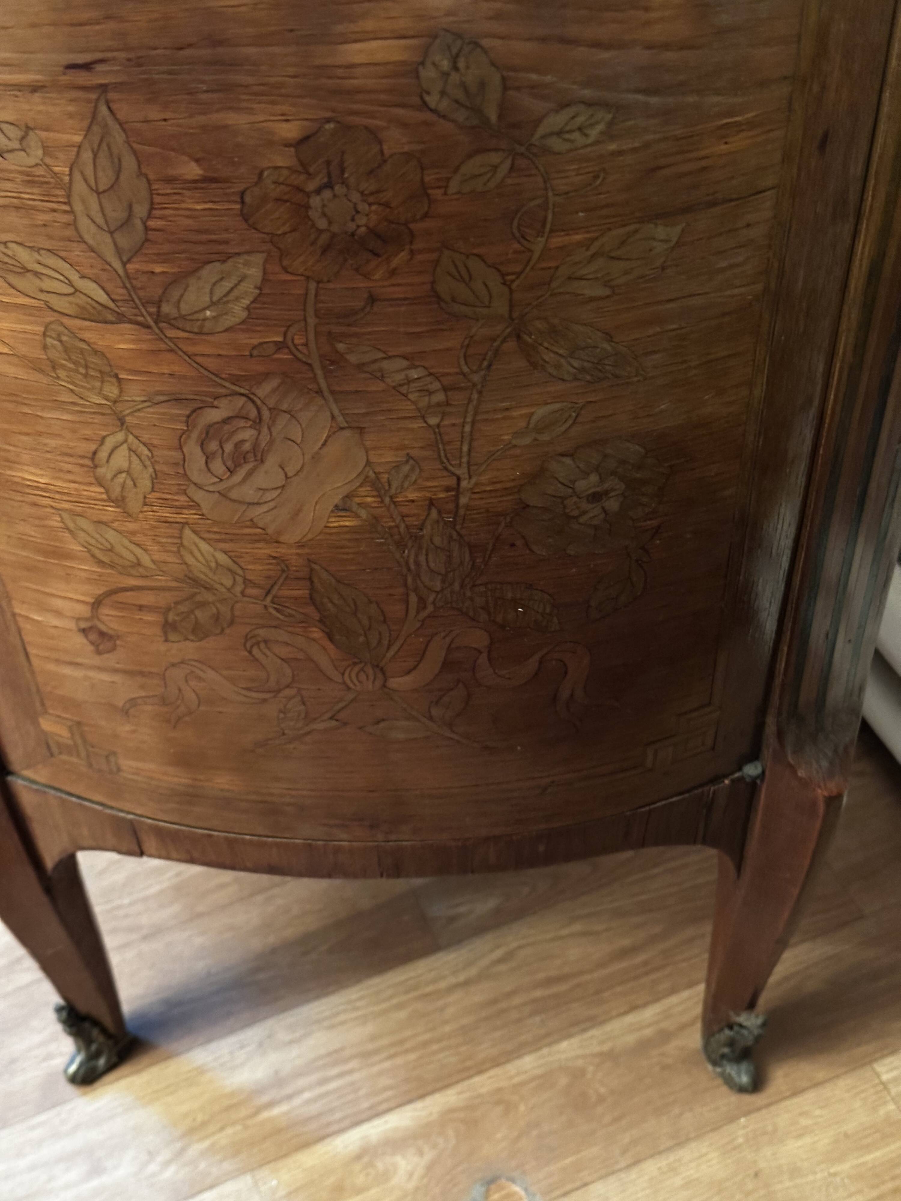 Louis XVI Style Half-Moon Chest of Drawers with Marquetry