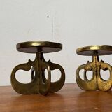 Vintage brutalist metal candle holders, 1970s, set of 2