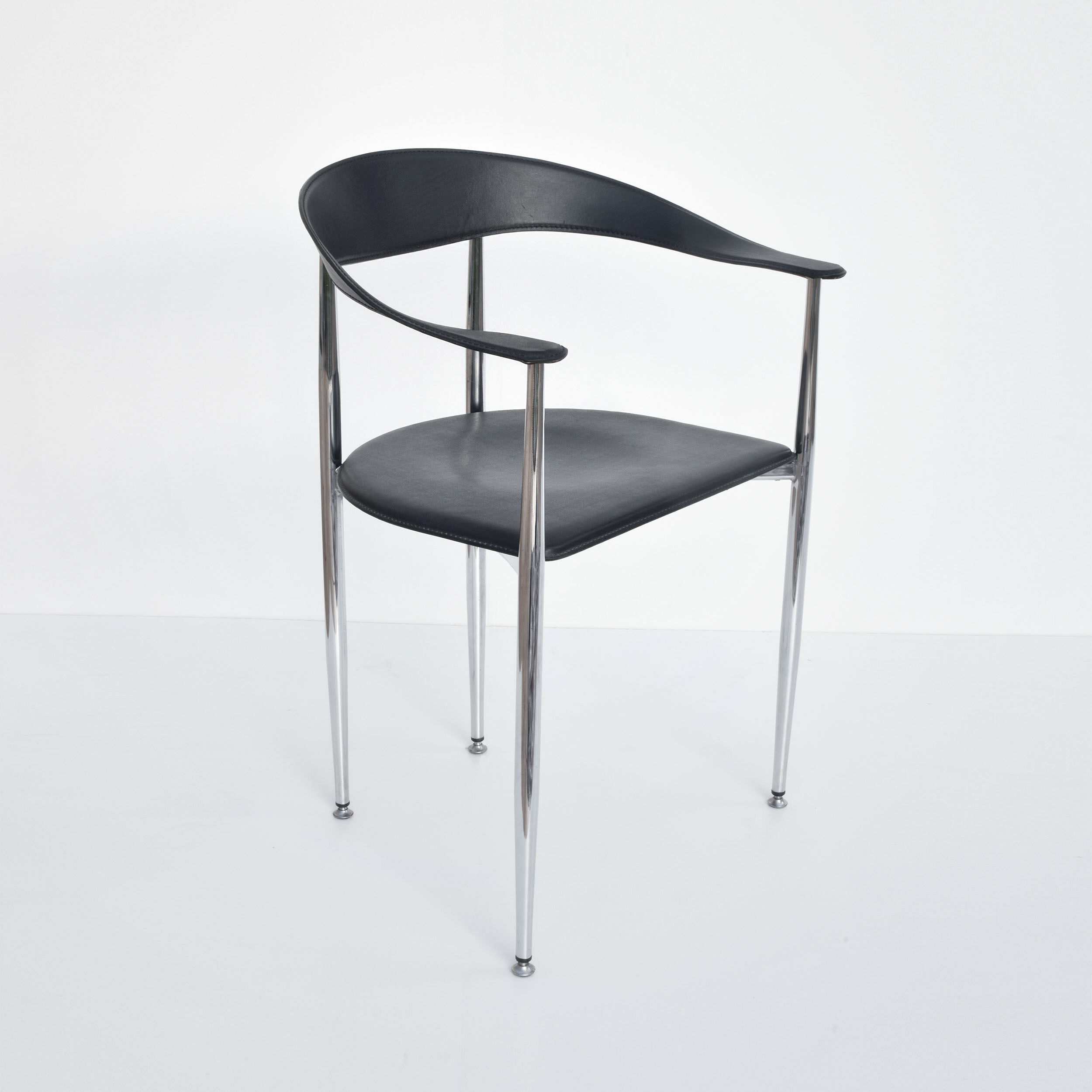 6 chaises chrome et cuir années 70