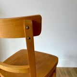 set of 4 Thonet bistro chairs in curved wood honey Mid-Century 50s