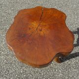 Brutalist style coffee table in vintage solid wood