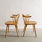 Quatre chaises de salle à manger suédoises vintage en bois sculpté, Yngve Ekström, années 1950