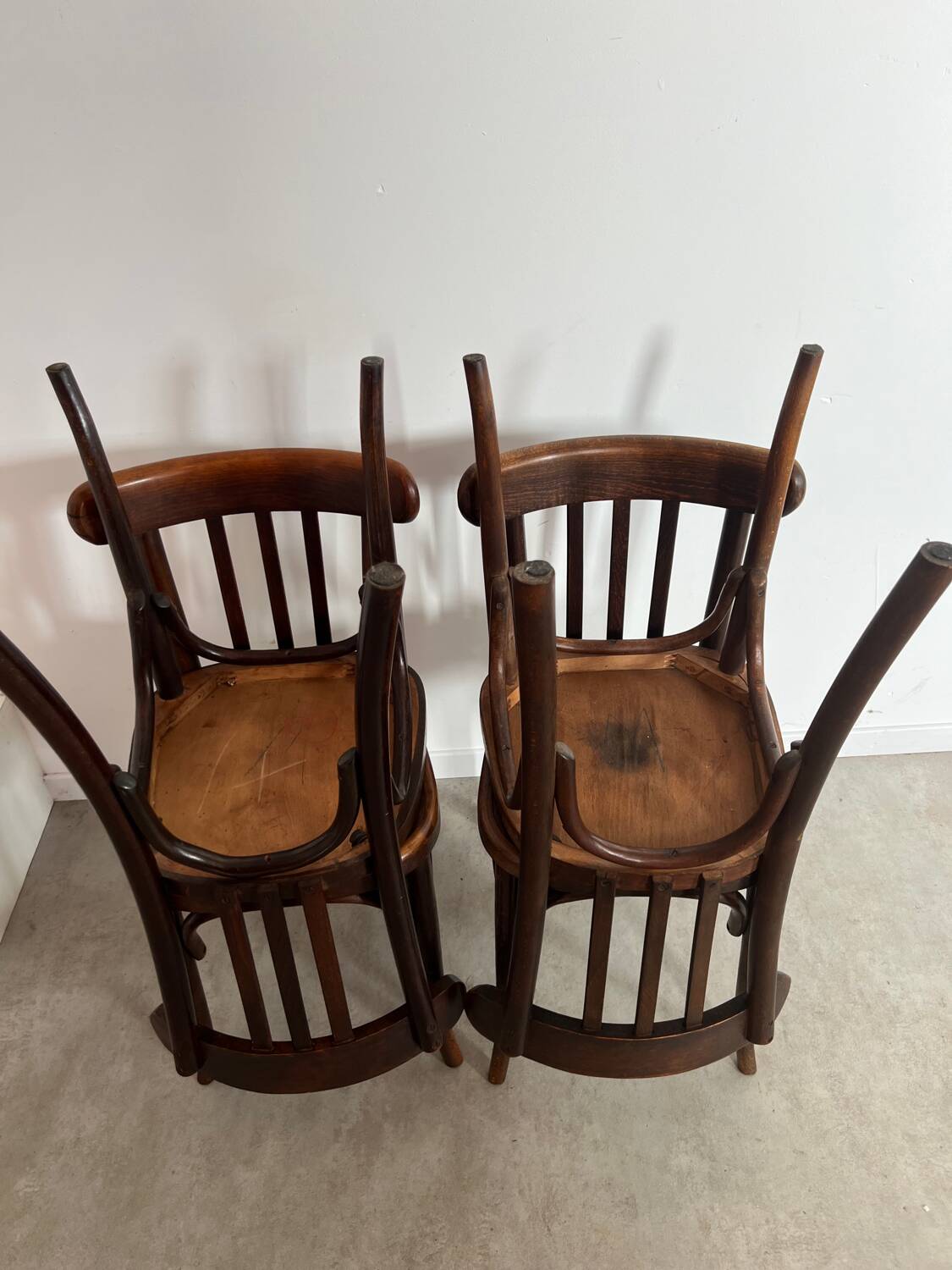 Set of 4 old vintage 50s bentwood bistro chairs
