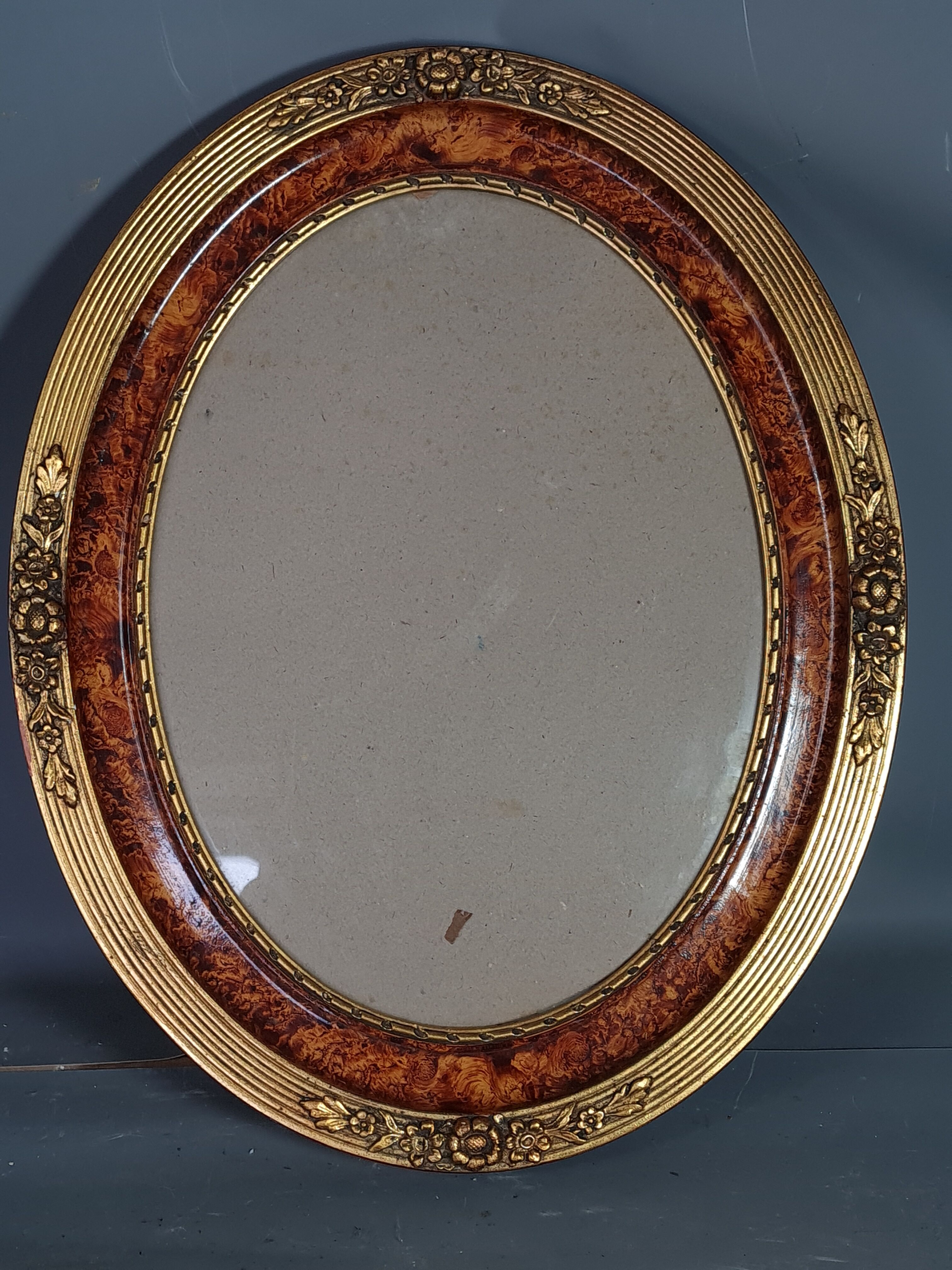 Old oval frame gilded stucco wood