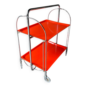 Orange foldable trolley/service, Bremshey, 1970