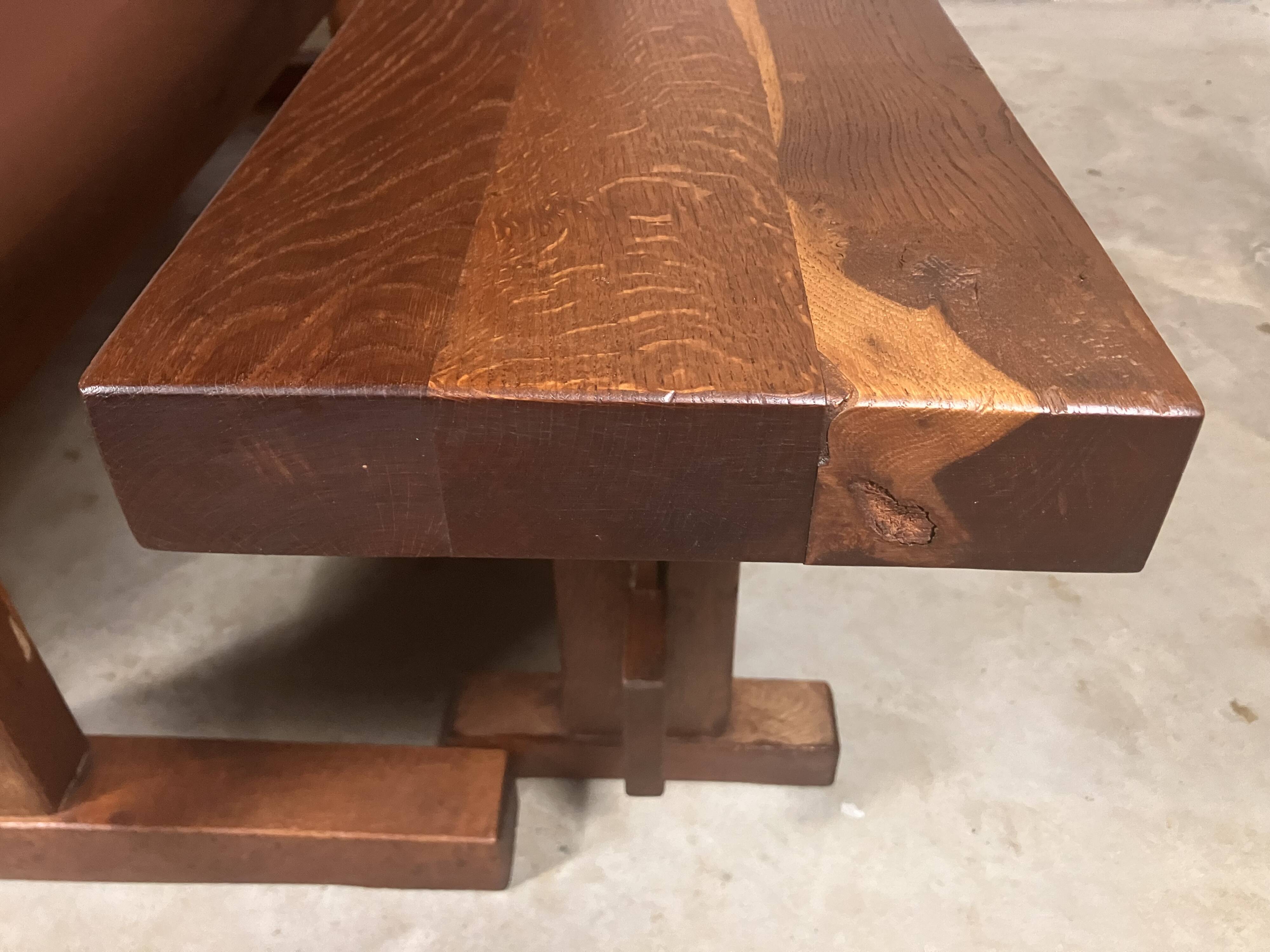 Oak dining table with 2 benches Minimalist Brutalist Wabi Sabi