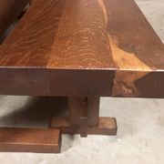 Oak dining table with 2 benches Minimalist Brutalist Wabi Sabi