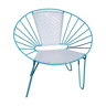 Fauteuil vintage relax en métal turquoise