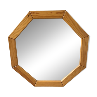 80s hexagonal pine mirror