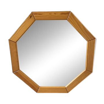80s hexagonal pine mirror