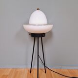 Tripod lamp in opaline glass and black lacquered metal