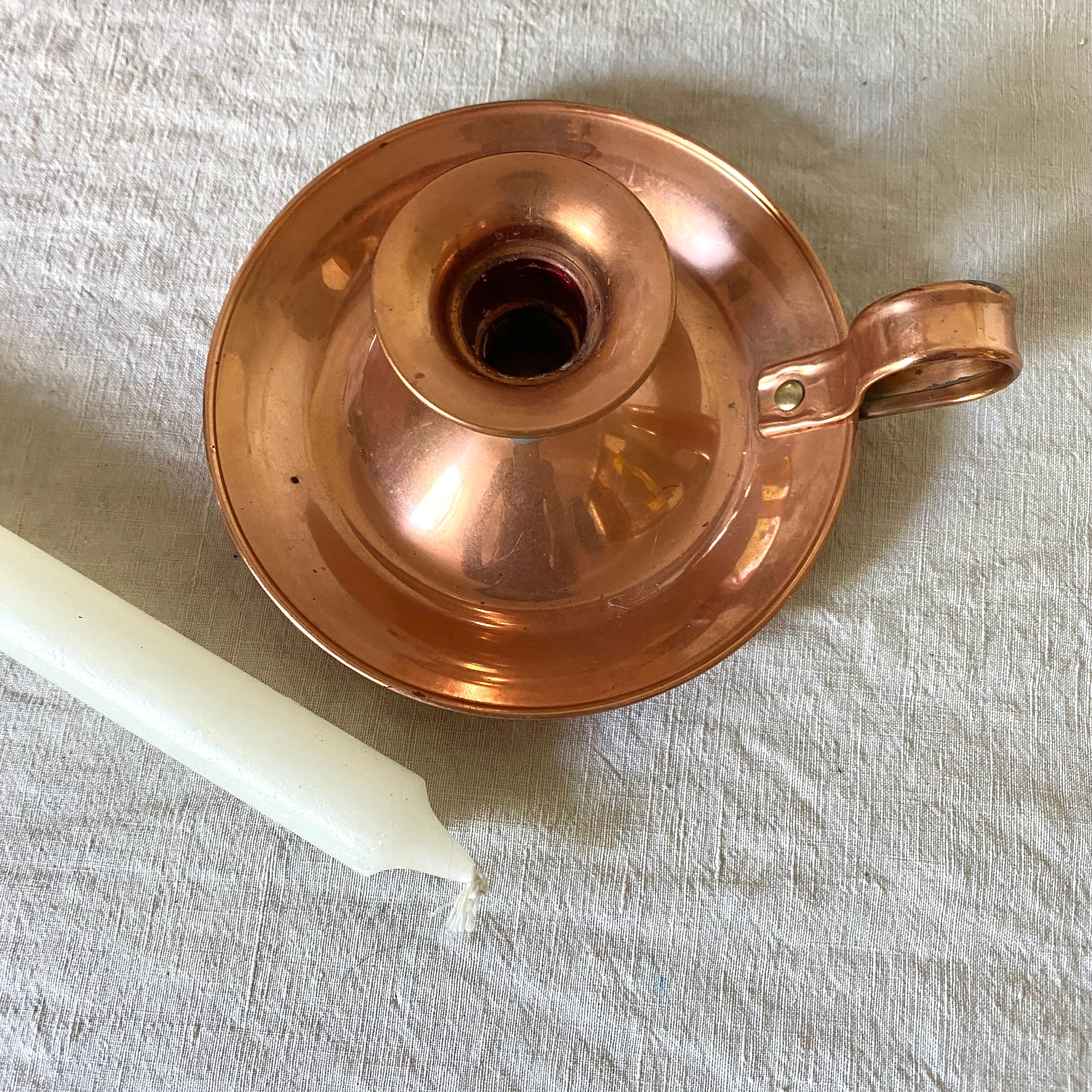 Lecellier Villedieu copper thumbscrew candle holder