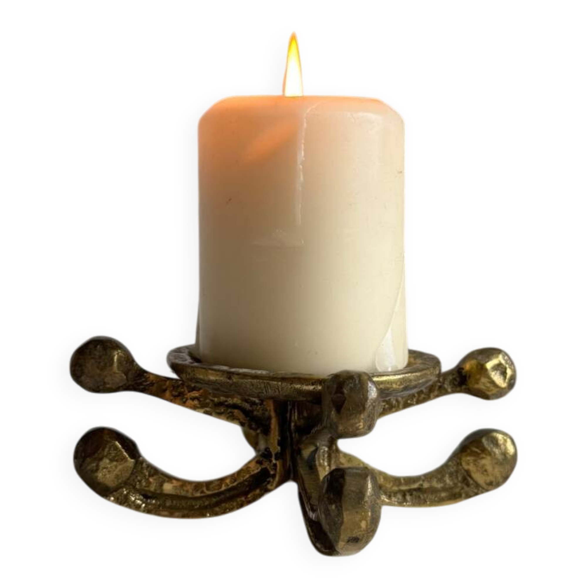 Vintage Brutalist Bronze Candle Holder