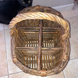 Wicker and hazel bottle basket from the early 20th century or possibly earlier.