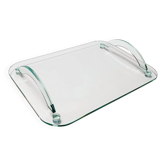 Plateau en verre transparent dans le style de Fontana Arte, Italie, années 1980.