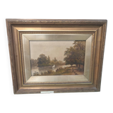 Peinture à l'huile – Scène de rivière