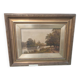 Peinture à l'huile – Scène de rivière