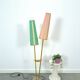 1950s floor lamp with pink and green shade and gold-coloured legs