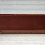 1970s, Danish 3-seater sofa, salmon pink furniture velour, beech wood.
