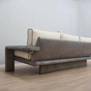 Vintage 3-seater sofa by Marzio Cecchi in ribbed leather 1970s