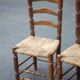 Set of 5 vintage wooden and straw chairs, straw chair, countryside