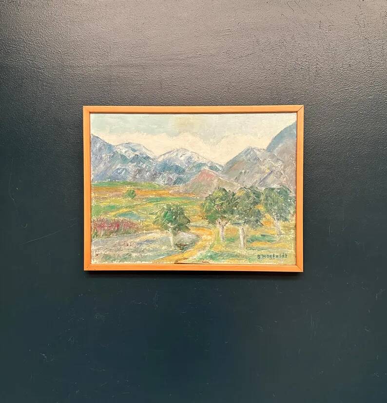 Original Swedish Oil on Canvas – "Landscape" by S. Högfeldt – Signed – Vintage and Framed – 48 × 36 cm (18.9" × 14.2")