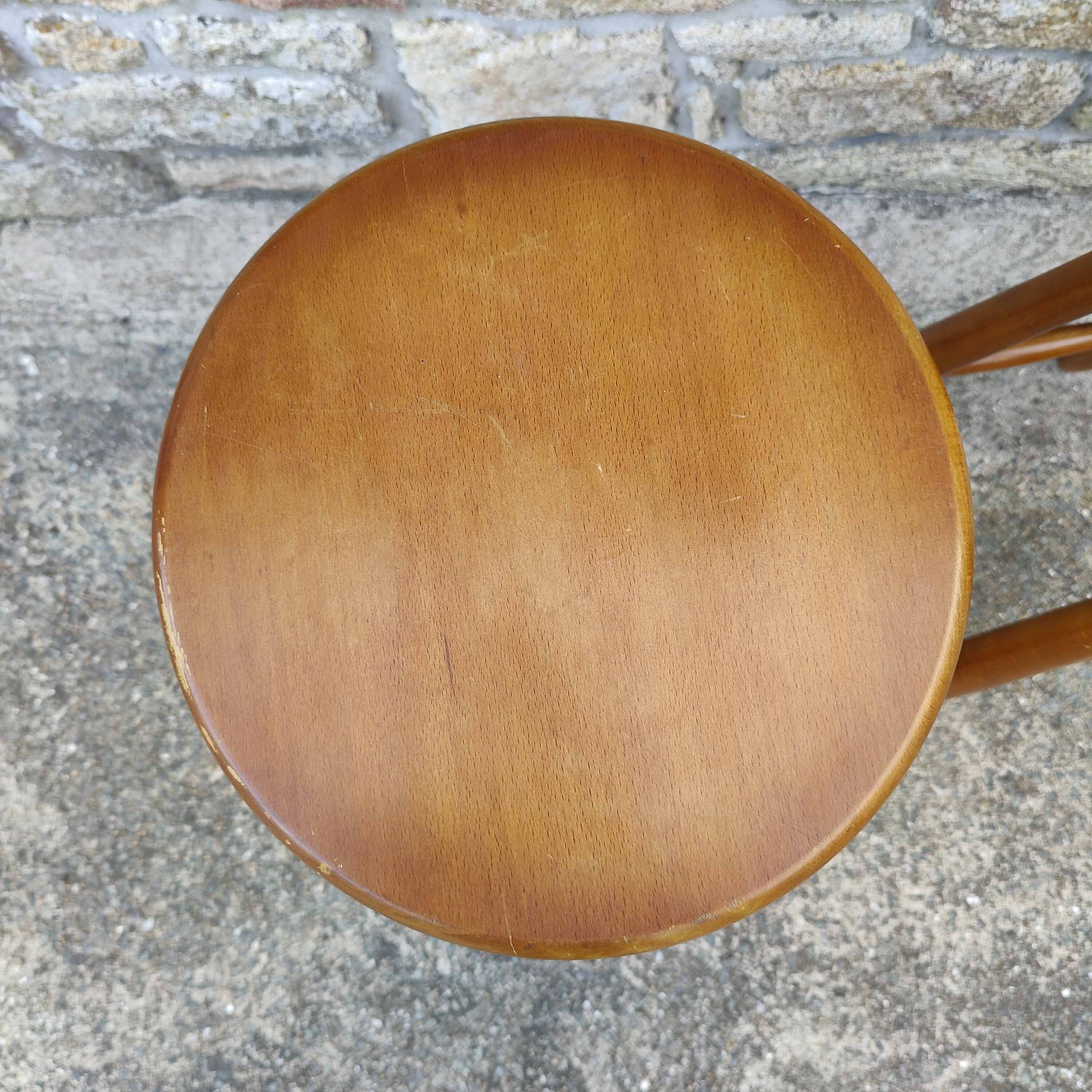 Pair of solid wood bar top stools