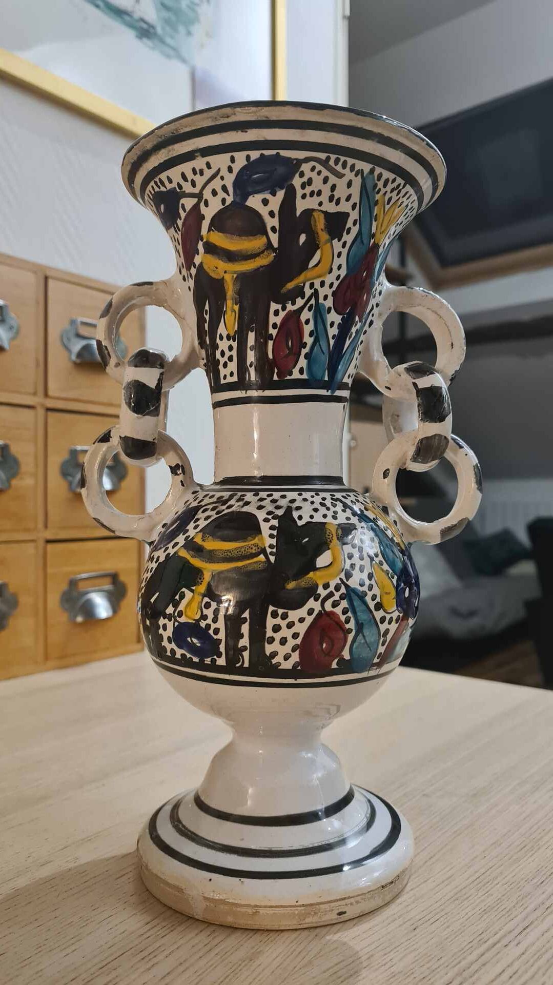 Artisanal vase in glazed ceramic, vintage 50s