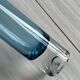 Translucent blue retro tube vase, pop soliflore vase.