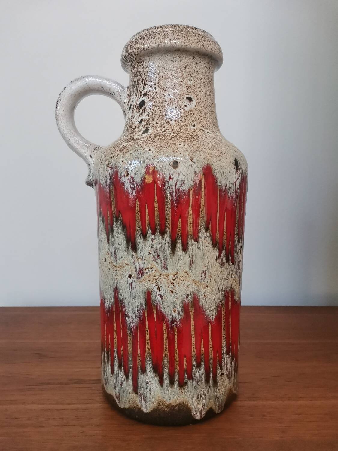Vase vintage Scheurich poterie ouest-allemande LoRa Zig-Zag Fat Lava, 1970
