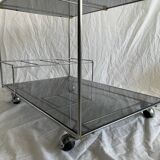 Smoked glass & steel rolling trolley