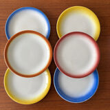 Moulin des Loups vintage dessert plates – Assorted colourful lot
