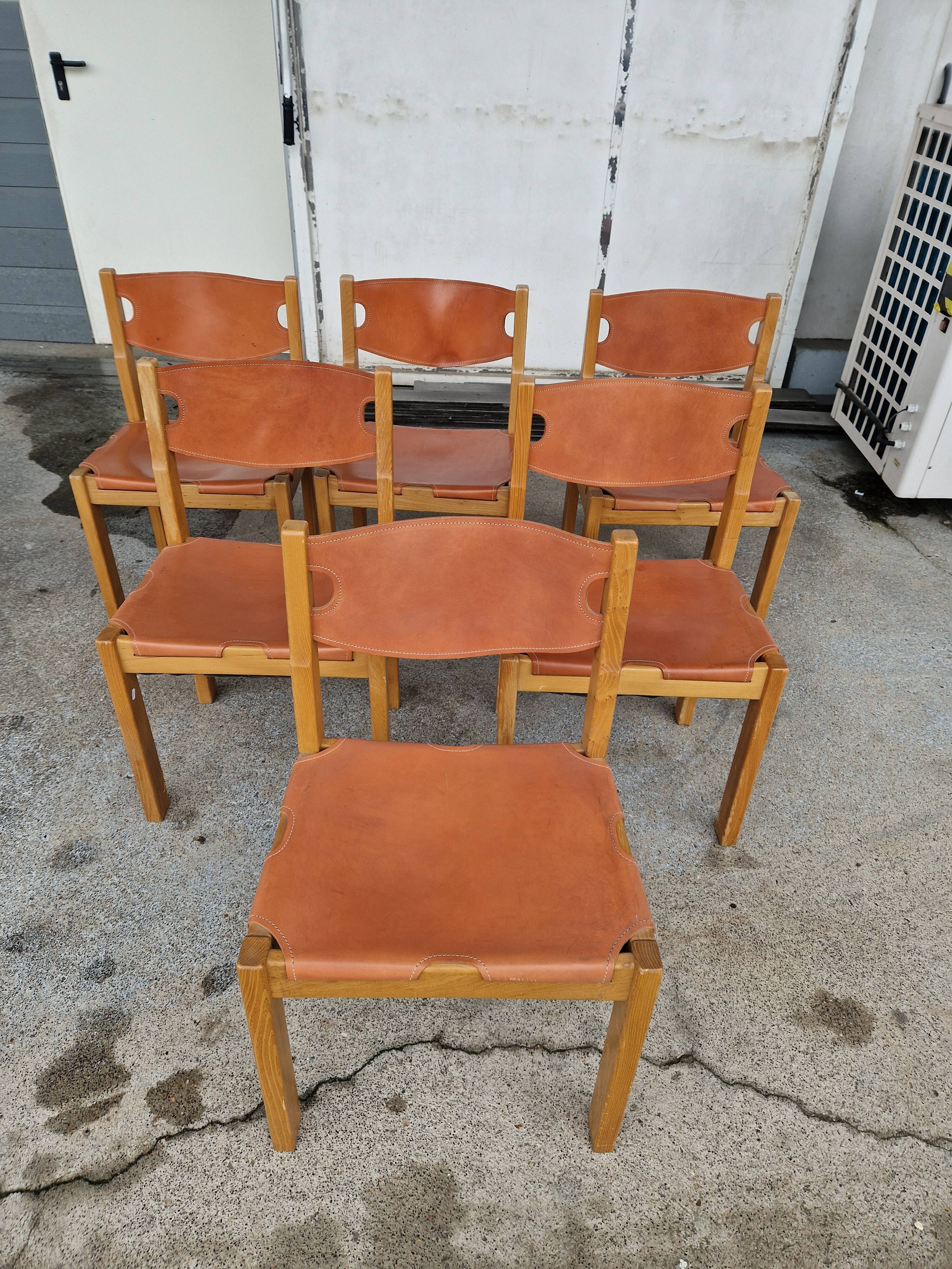 Vintage elm chair by Maison Regain, France 1980