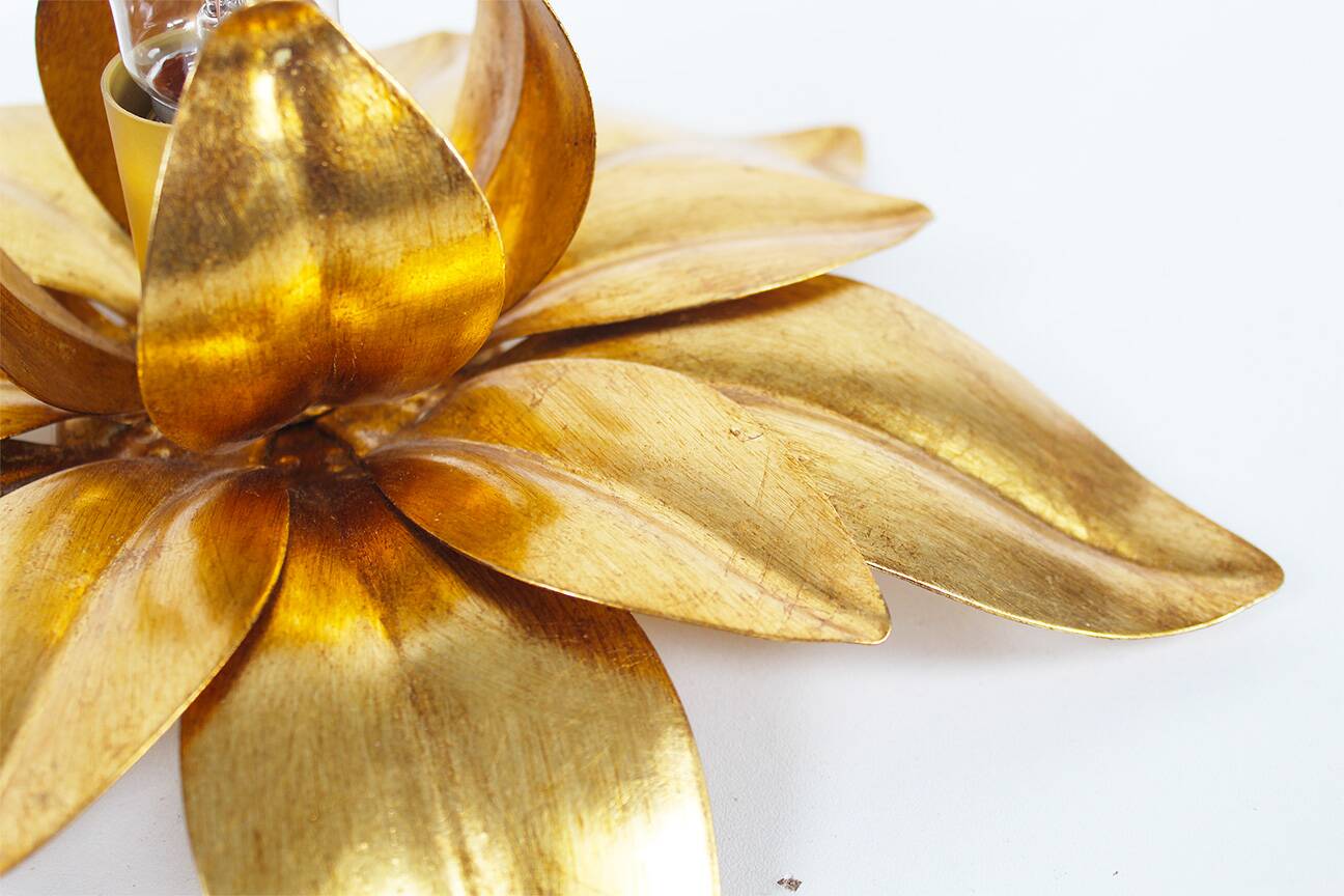 Medium sized gilded vintage florentine flush mount light